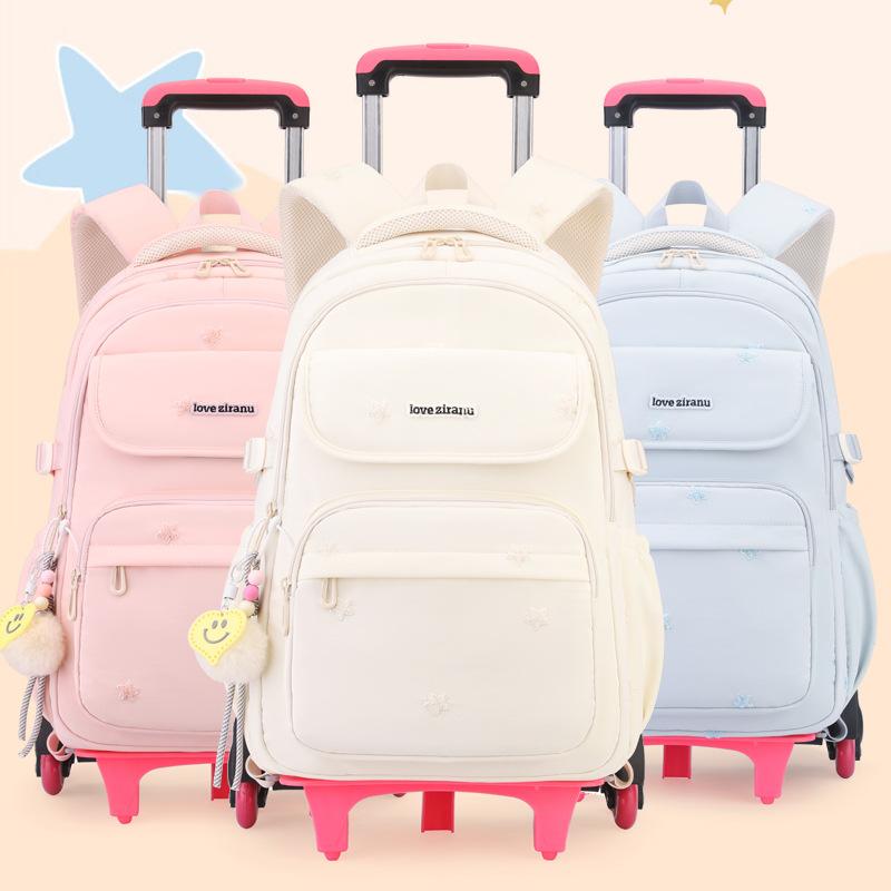 Zaino Scolastico per Bambine Borsa Scolastica con Trolley e Ruote Zaino a Ruote per Studenti Borsa per Libri per Bambini Zaini con Ruote