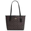 City 23 Classic Presbyopia Metal Logo Tote Bag Tote Bag Shopping Bag Shoulder Artificial Leather Handbag Medium Women's Walnut Wood and Black