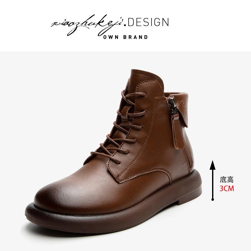 

Кожаные ботинки Мартин женские осенне-зимние новые бархатные теплые на плоской подошве короткие ботинки женские ретро низкие ботинки 35