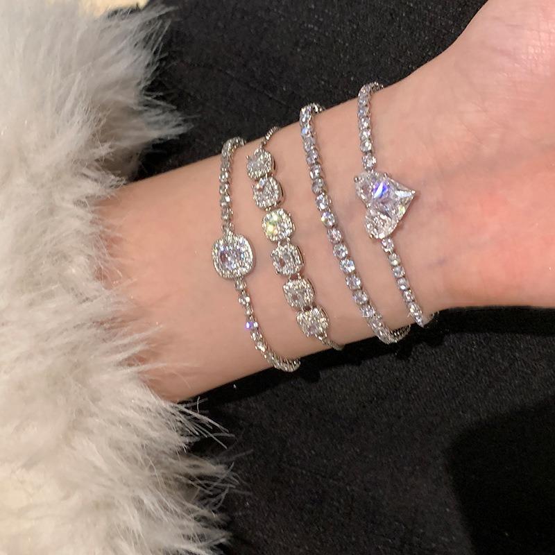 Zircon glass bead square love adjustable bracelet trendy fashion bracelet light luxury high-end jewelry women
