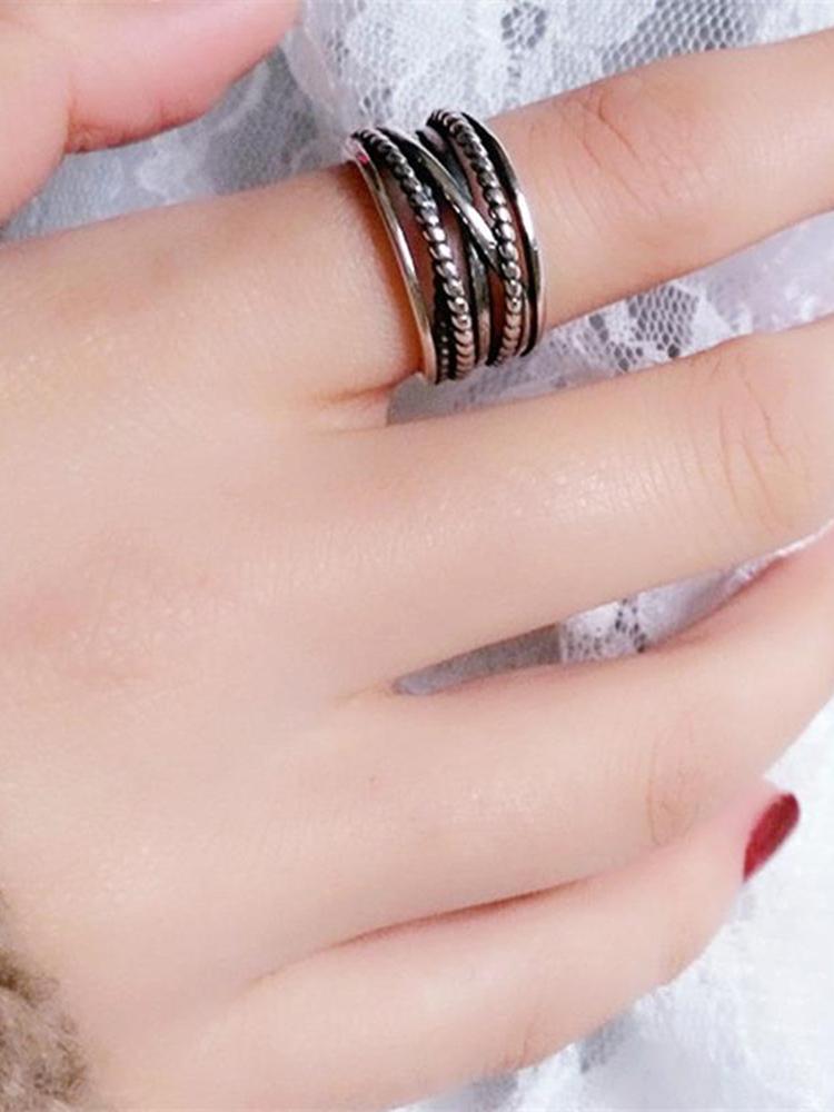 XIYANIKE Silver Color Vintage Multilayer Winding Adjustable Cuff Finger Rings For Women Girl Fashion New Jewelry Party Gift