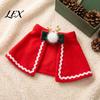 Puppy Christmas Costume Pet Cape with Bow, Red Cloak for Small Medium Dogs & Cats, Holiday Outfit White Wavy Trim, Festive Apparel Pets Dog