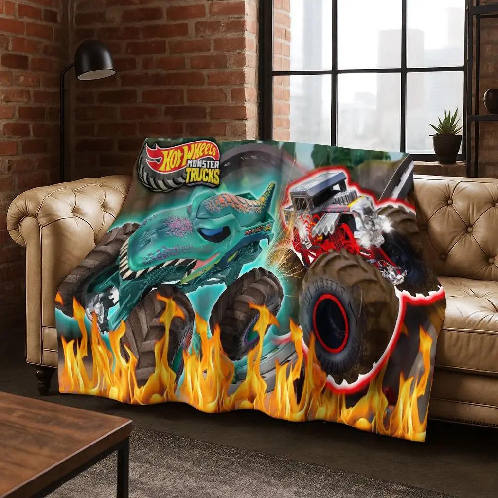 Cartoon Hot Wheels Spielzeug Rennwagen Kunst Flanelldecke, Gemütliche Weiche Überwurfdecke für Zuhause Schlafzimmer Bett Sofa Picknick Abdeckung Kindergeschenk