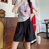Lazy Fu Suit Shorts for Women Wearing Summer Thin Style Slim and Drooping Ice Silk Wide-leg Pants Casual Five-point Mid-size Pants