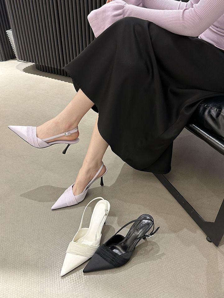 Pointed Shoes Baotou Sandals Women'S Spring Skirt Women'S Shoes Stiletto High Heels French Light Mouth Single Shoes