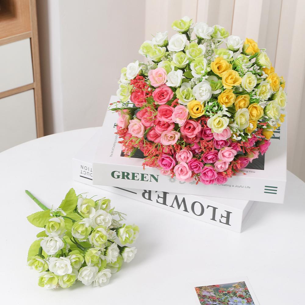 1Pcs Rose Head Artificial Silk Bouquet Home Restaurant Vase Decoration DIY Mother's Day Wedding Decor Bridal Holding Flowers