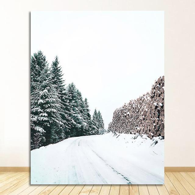 Landscape Pine Forest Snow Elk Nordic Posters And Prints Wall Pictures For Living Room Decor Wall Art Canvas Painting Winter