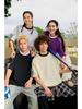 Unisex Color-Block Braided Cord Pull Tab Drop-Shoulder T-Shirt with Round Neck