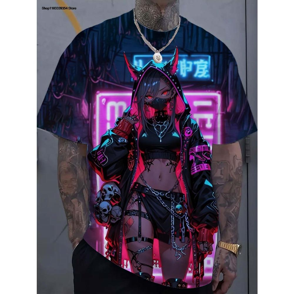 Cartoon sexy girl pattern men's T-shirt 3D printing