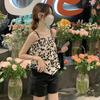 Summer new French floral pullover sling vest women's summer wear irregular slim fit inner basic top