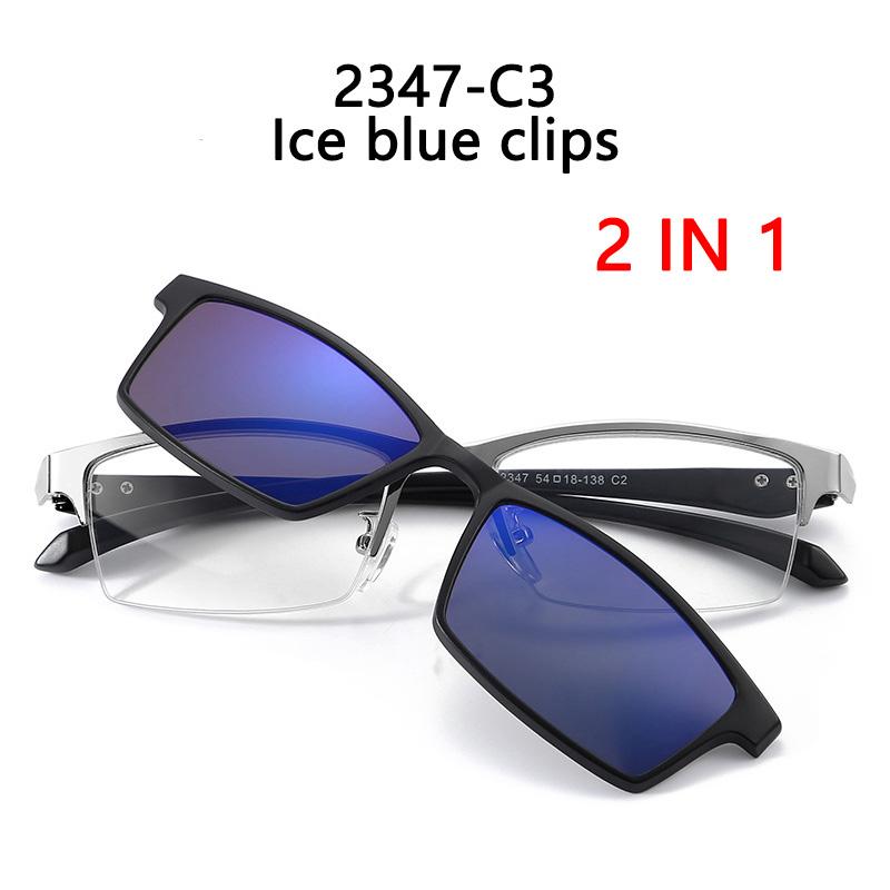 Γυαλιά ηλίου μαγνητικά ορθογώνια 5 σε 1 Ανδρικά Γυαλιά με Κλιπ για Άνδρες Μεταλλικός Σκελετός Μισός Άνδρας 0 Διοπτρίες Οπτικά Γυαλιά Μυωπίας