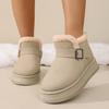 Women's Thick-Soled Buckle-Fastened Fleece-Lined Snow Boots 2025 Winter New Arrival Waterproof Warm Short Boots Slip-On Cotton Boots