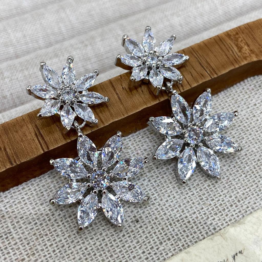 Middle Eastern Zircon Necklace Earrings Set Bridal Wedding Party Wedding Dress High-End Jewelry Flowers