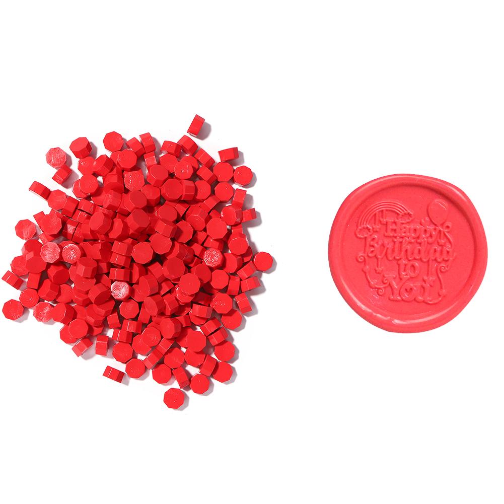 100pcs Octagon Red Sealing Wax Beads Retro Seal Stamp Beaded for Wedding Birthday Card Vintage Craft Envelope Letter Decor