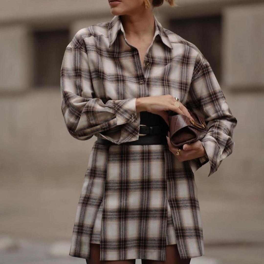 

Осень 2024 Европейский и американский элегантный комплект юбки в гусиную лапку M