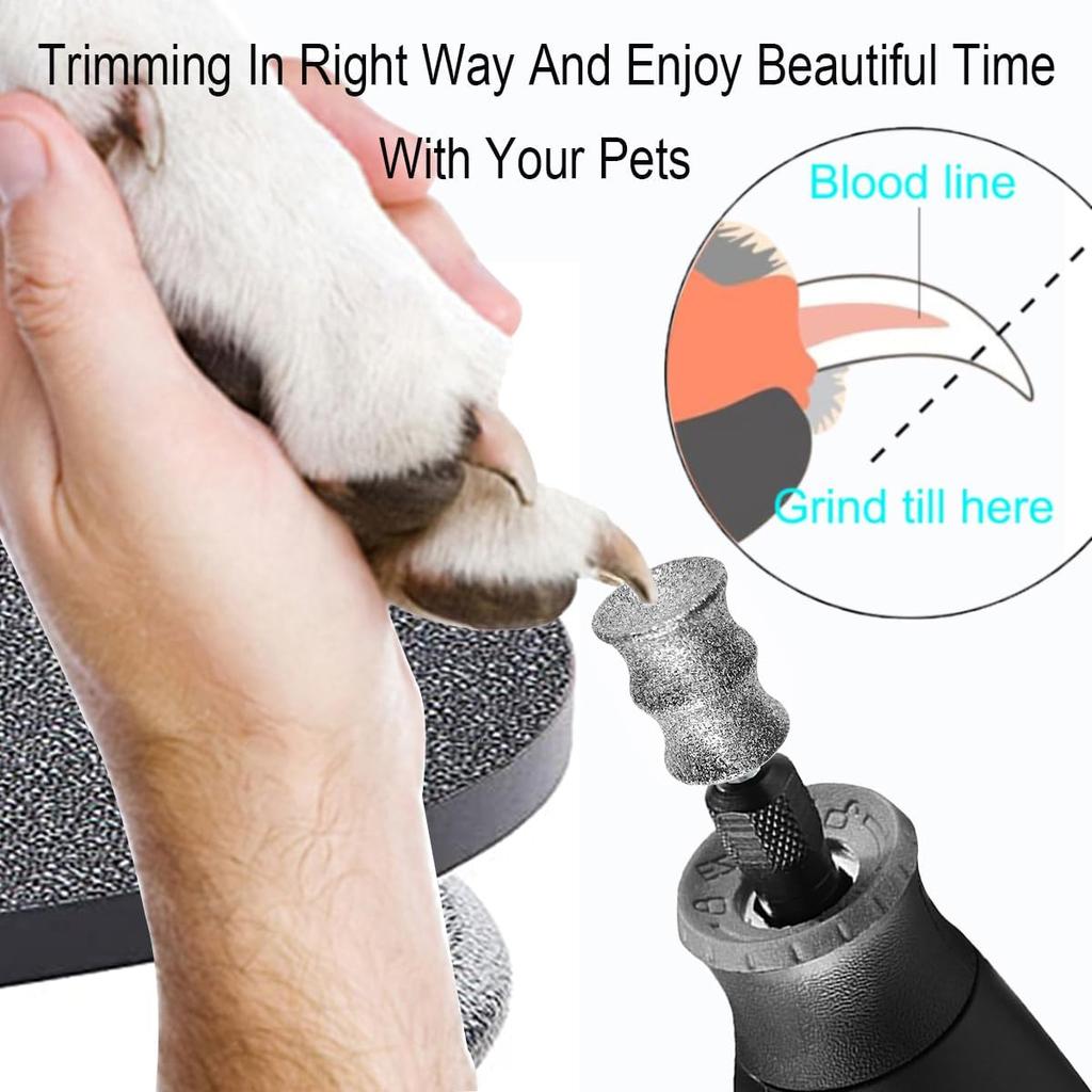 Diamond Rotary Grinder Bits for Dog - Pet Nail Grinder Attachment - 1/8" Replacement Grinder Wheel for Dremel - Pet Nail File & Clippers for Medium