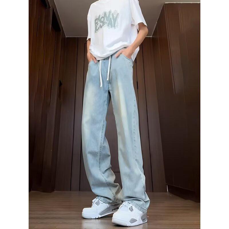 Lyocell Tencel Jeans Men's Summer Ultra-thin Cold Breathable Pants Loose Straight Casual Pants Men's