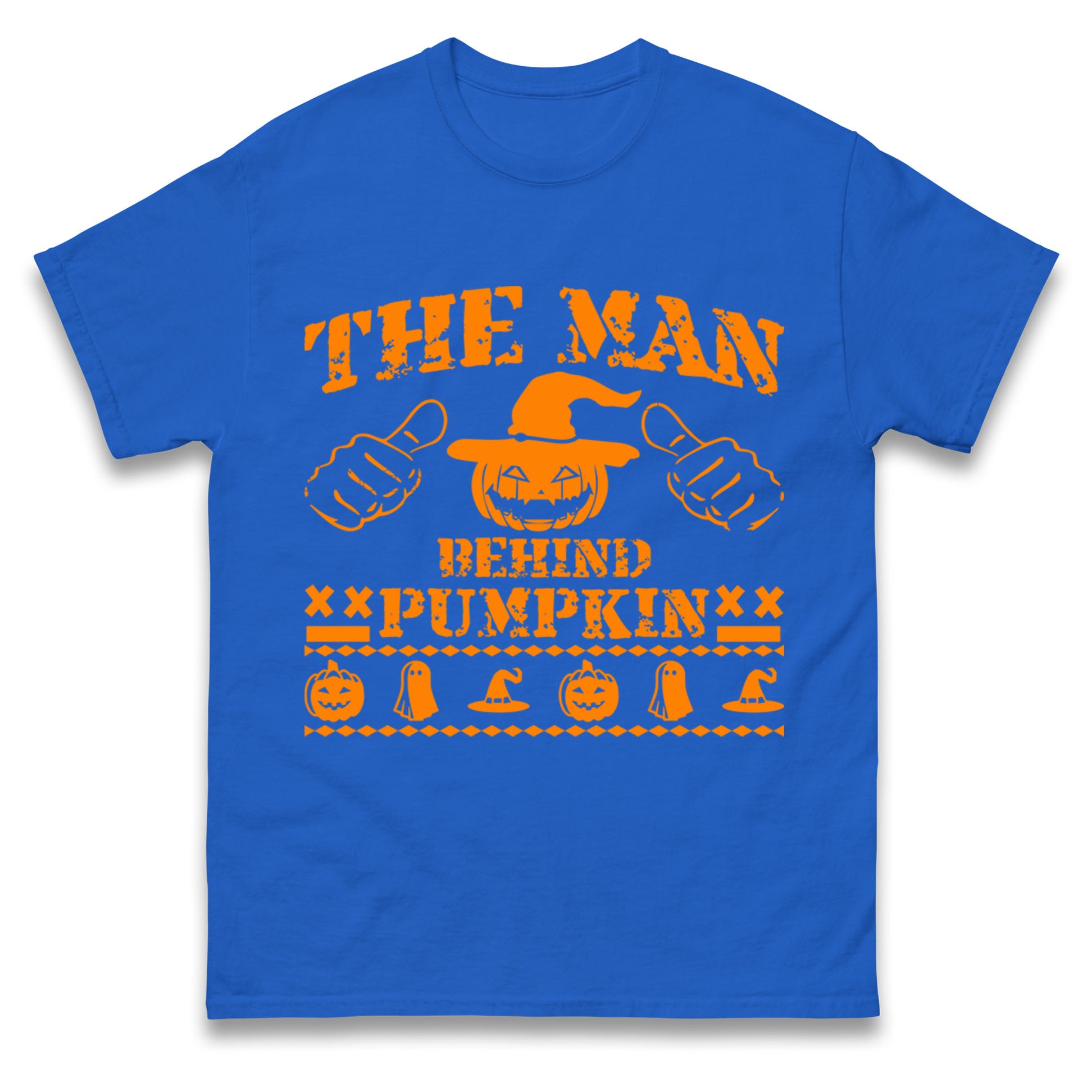 The Man Behind Pumpkin Halloween Mens T Shirt Womens Tops Tees S