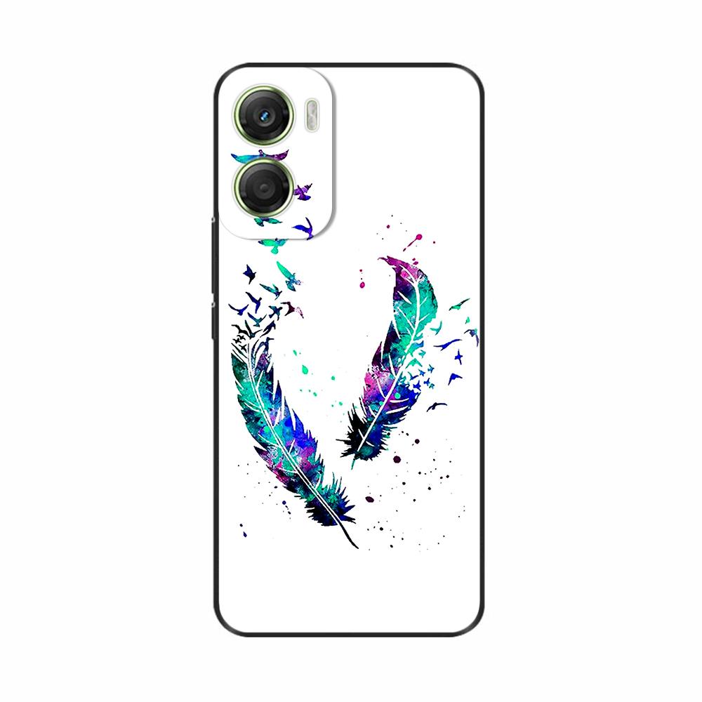 For Motorola Moto G06 4G Case Hot Flowers Painted Soft Black Silicone Phone Cases Bumper For Motorola Moto G06 4G Protect Cover