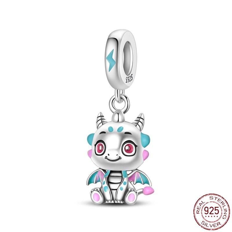 Copper Charms Beads Cute Fire Dragon Dinosaur Charms Fit Original Pendants Bracelet Diy Women Jewelry Gift