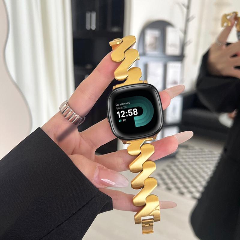 

Ремешок из нержавеющей стали для Fitbit Versa 4 3 Sense/Sense 2, женский ремешок, тонкий браслет для Fitbit Versa 2 1 Lite, аксессуары Fitbit Versa 3 or Sense золотой