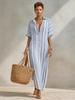 2026 European & American New Style Casual Striped Long Shirt Dress