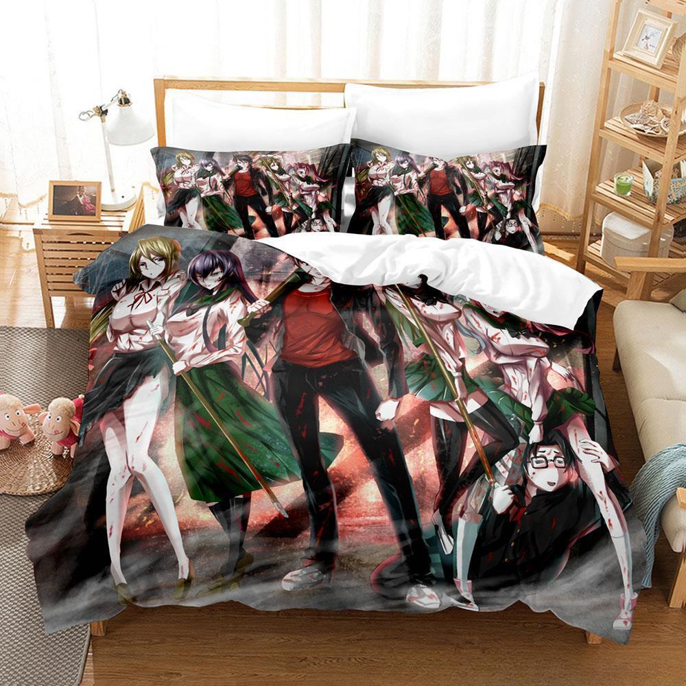 Anime Sexy Girl Highschool of the Dead Bedding Set Single Twin Full Queen King Size Bed Set Adult Kid Bedroom Duvet cover Sets