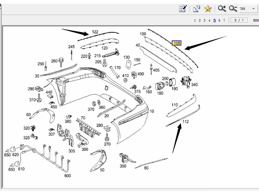 Mercedes-Benz E-Class E260 Rear Bumper Bright Strips (Left & Right)
