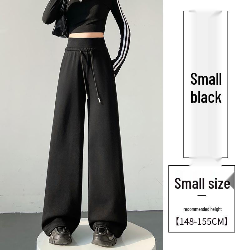 Women's American-Style Gray Wide-Leg Sweatpants: 2025 Spring Collection, Loose High-Waisted Casual Straight-Leg, Floor-Length.