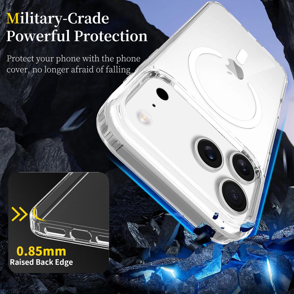 Clear MagSafe Magnetic Shockproof Phone Case for iPhone 16 15 14 Pro Max TPU+PC Protective Cover