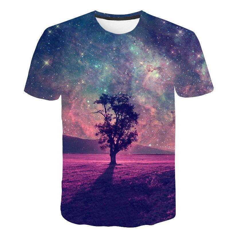 Men's T-Shirt Summer Forest Sunset Pattern 3d Printed Natural Pattern Casual Comfort O Collar Tops Oversized Clothing