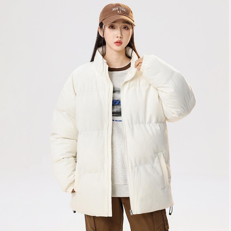 Winter new fashion casual sports padded jacket men's stand-up collar warm color matching padded jacket women's couple youth padded jacket