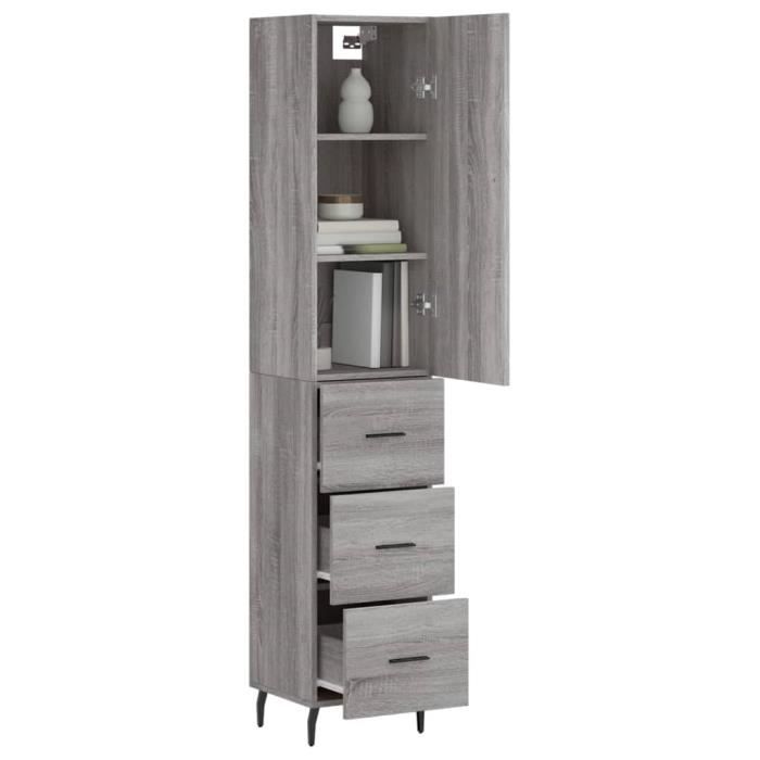VidaXL Highboard Sonoma Grey 34.5x34x180 Cm Engineered Wood 3198871