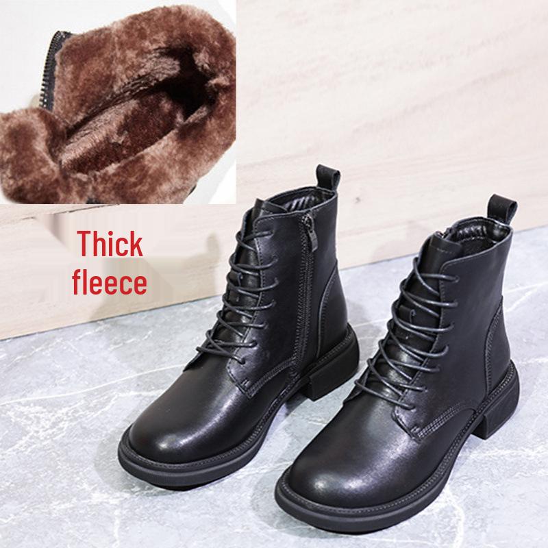 

Женские ботинки Мартин из натуральной кожи больших размеров - Плоский каблук, Шнуровка, Боковая молния, Воловья кожа, Ботильоны, Размеры 41–43, Универсальные для осени 2022. 37