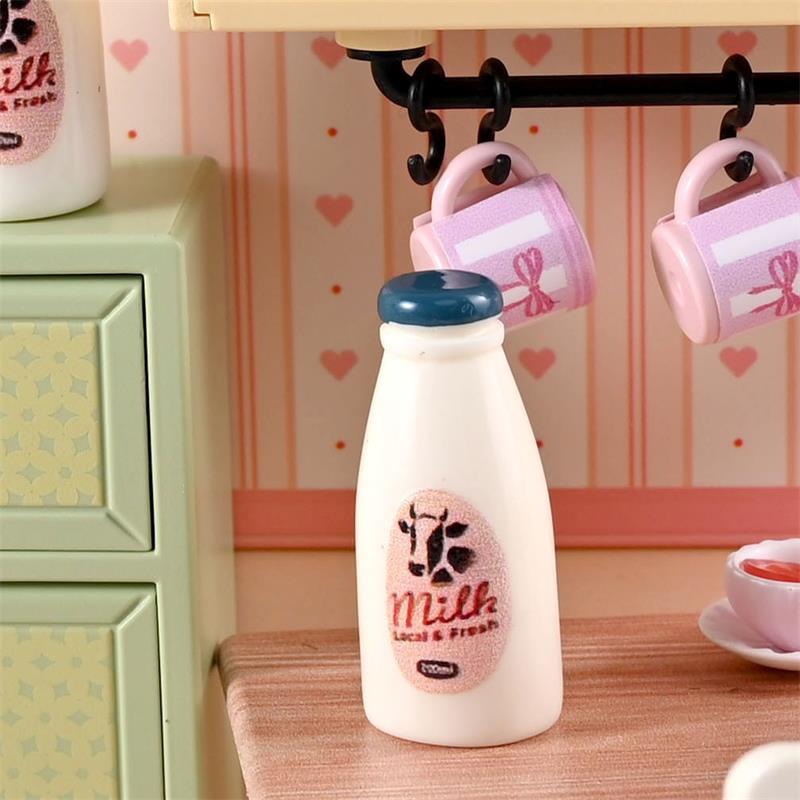 5/10 Stück Miniatur Lebensmittelmodell Spielzeug Milchflasche Getränke Puppenhauszubehör Kinderspielzeug Puppenhaus Küchenornamente Fotografie-Requisiten