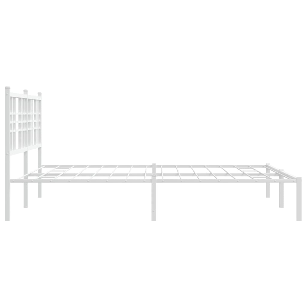 Metal Bed Frame with Headboard White 150x200 cm