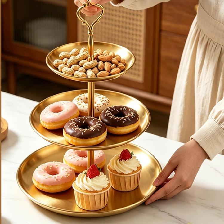 Espositore in Acciaio Inossidabile Vassoio da Portata Multi Livello Torre per Dolci Antiruggine Per Panetterie e Caffetterie