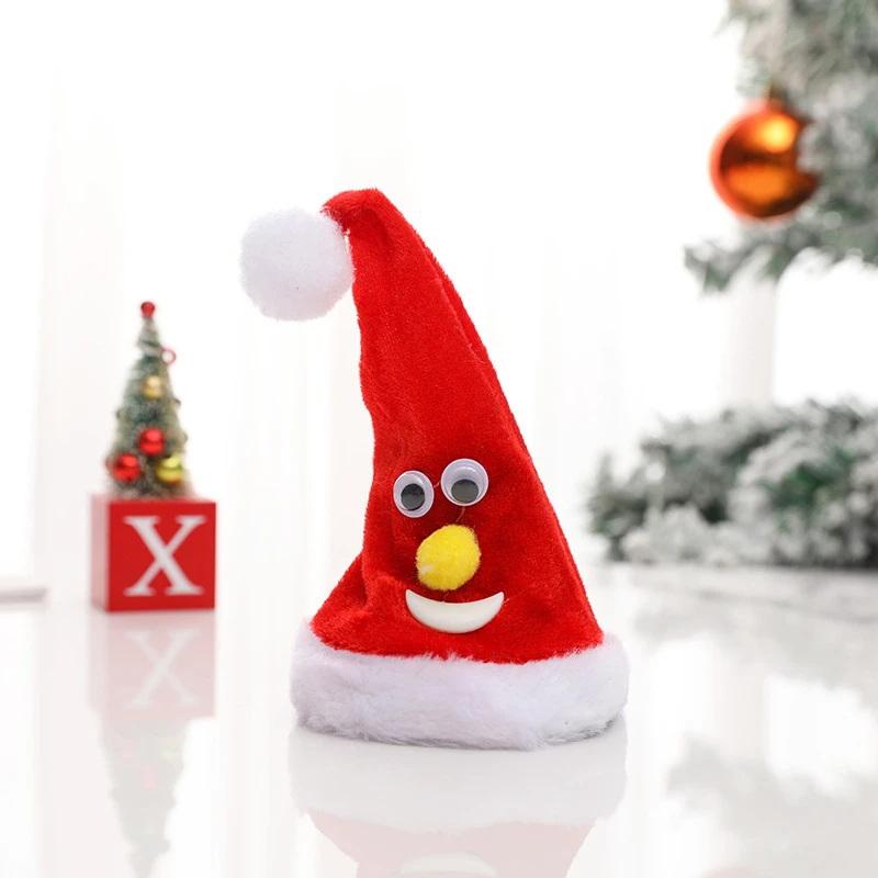 1Pc Swing Singing Christmas Tree Hat Happy New Year Electric Glowing Music Plush Cap Funny Toy Gift For Kid Xmas Home Decoration
