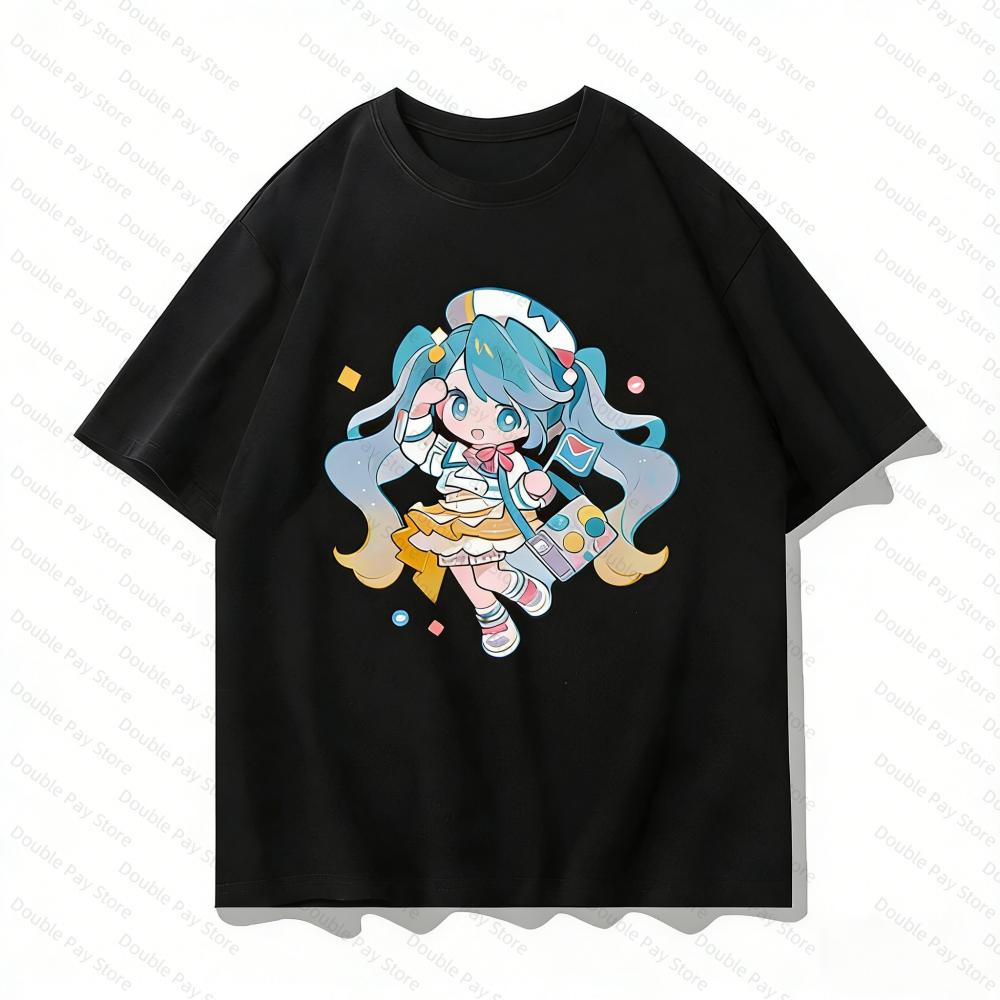 Hatsune miku Q Version Anime TShirt Unisex Women tshirts Casual Short Sleeve Cartoon Graphic Tees Streetwear Tops Kids Tshirt