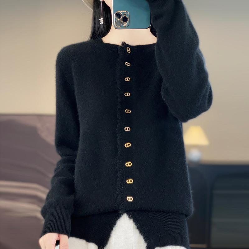 Crew Neck Cardigan Women's Spring and Autumn Fashion Versatile Skin-friendly Top Jacket
