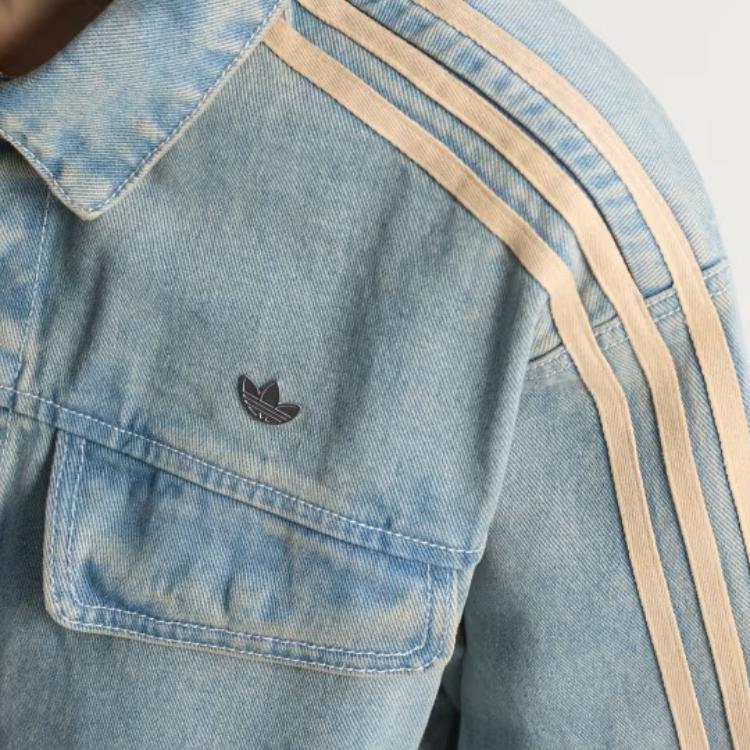 Adidas Originals Essentials Denim Shirt Short Sleeve Fashion Simple Trendy Versatile Women Tops JY2871