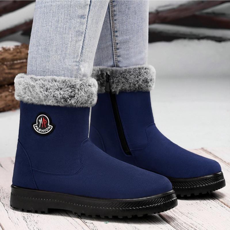 Winter Schneestiefel für Damen Warm halten Fellig Dicke Sohle Rutschfest Winddicht Outdoor Fellschuhe Hoher Schaft Damen Baumwollschuhe