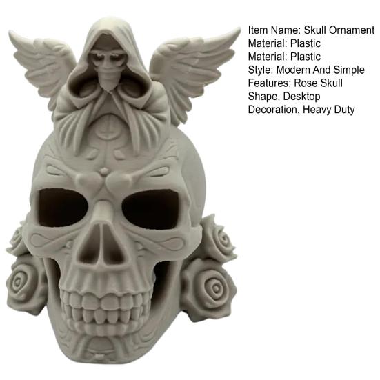 Rose Skull Figurine Demon Angel Wing Skull Statue Sculpture Halloween Holiday Party Home Office Desktop Decoration Ornament