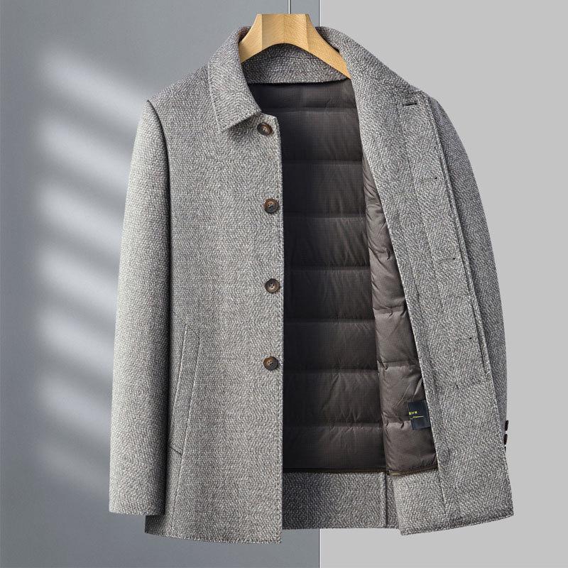 Winter Men's Double-sided Tweed Coat Removable Inner Liner Double-sided Tweed Business Casual Lapel Men's Jacket