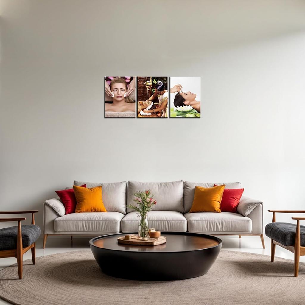 Facial Spa Massage Wall Art Skin Care Wall Decor Relaxing Spa Picture Canvas Prints Bathroom Poster Painting Framed Beauty Salon Home Living Room