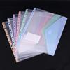 11-hole Binder Document Bag 11 Hole Expandable Folders for 2/3/4 Ring Pouch, Plastic Envelopes Soft Color File Organizers Pocket with Snap