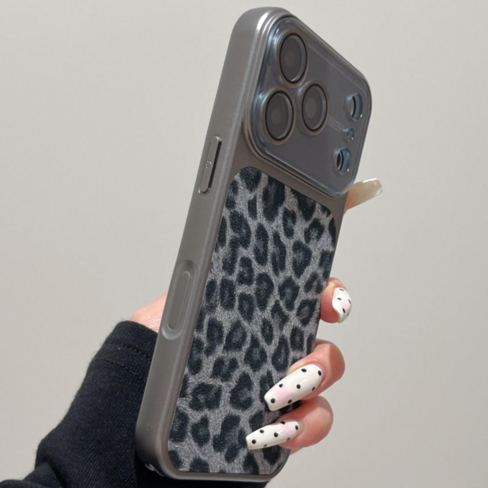 Luxury Shiny Leopard Print Large Camera Plating Case For iPhone 17 16 15 14 Pro Max Original Lens Glass Bumper Retro Cover Funda