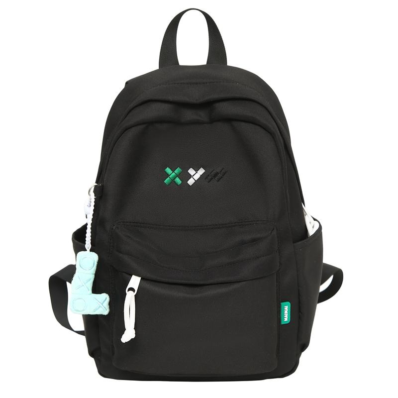 Student Schoolbag Women's Nylon Backpack Lightweight Solid Color Backpack Travel Bag