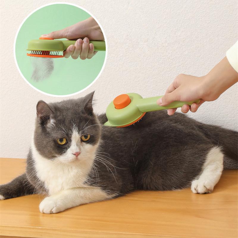 Cat Comb Stainless Steel Cat Brush Massage Cats Hair Comb One-button Pet Hair Remover Pet Grooming Cleaning Tools Pets Supplies