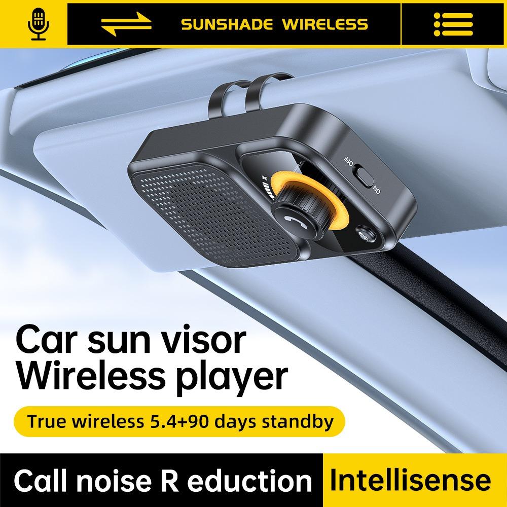 Bluetooth 5.4 Handsfree Car Kit Wireless Bluetooth Adapter Receiver Speakerphone MP3 Music Player with Car Sun Visor Clip Auto Accessories